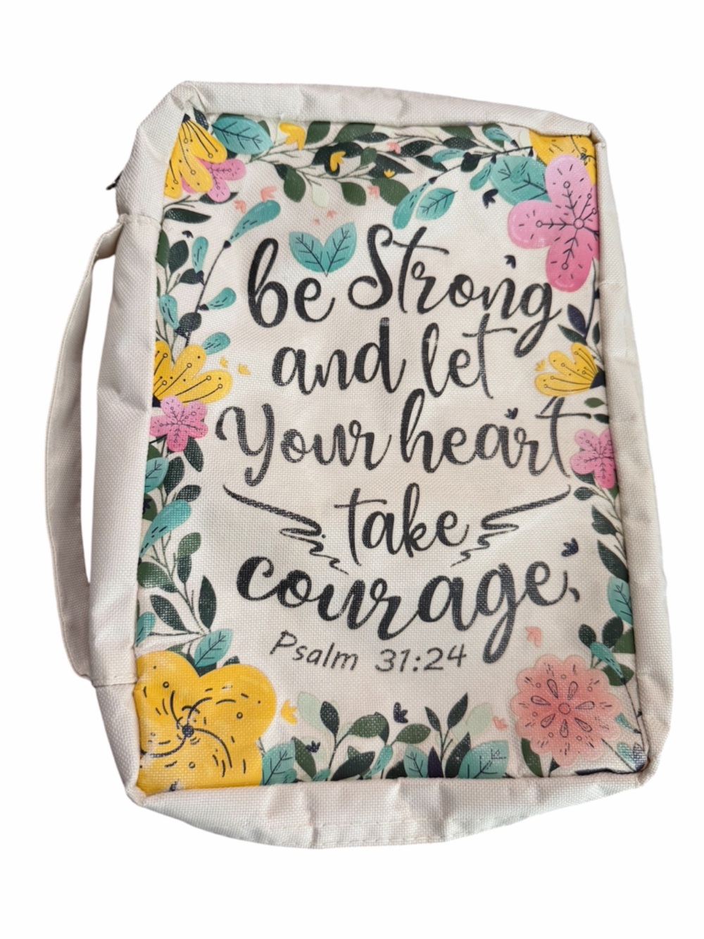 Mr. Pen Bible Book Cover Carrying Case Bag Handle Zipper Around Psalms 31:24